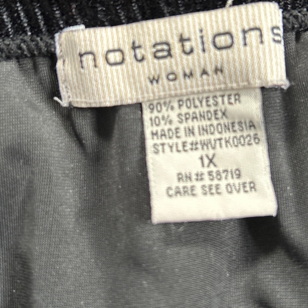 Notations Woman Black Velvet Tiered Midi Skirt Plus Size 1X Elastic Waist - Picture 2 of 5
